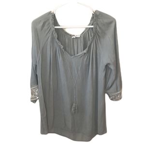 ATLAMIRA Brand Olive and Silver blouse